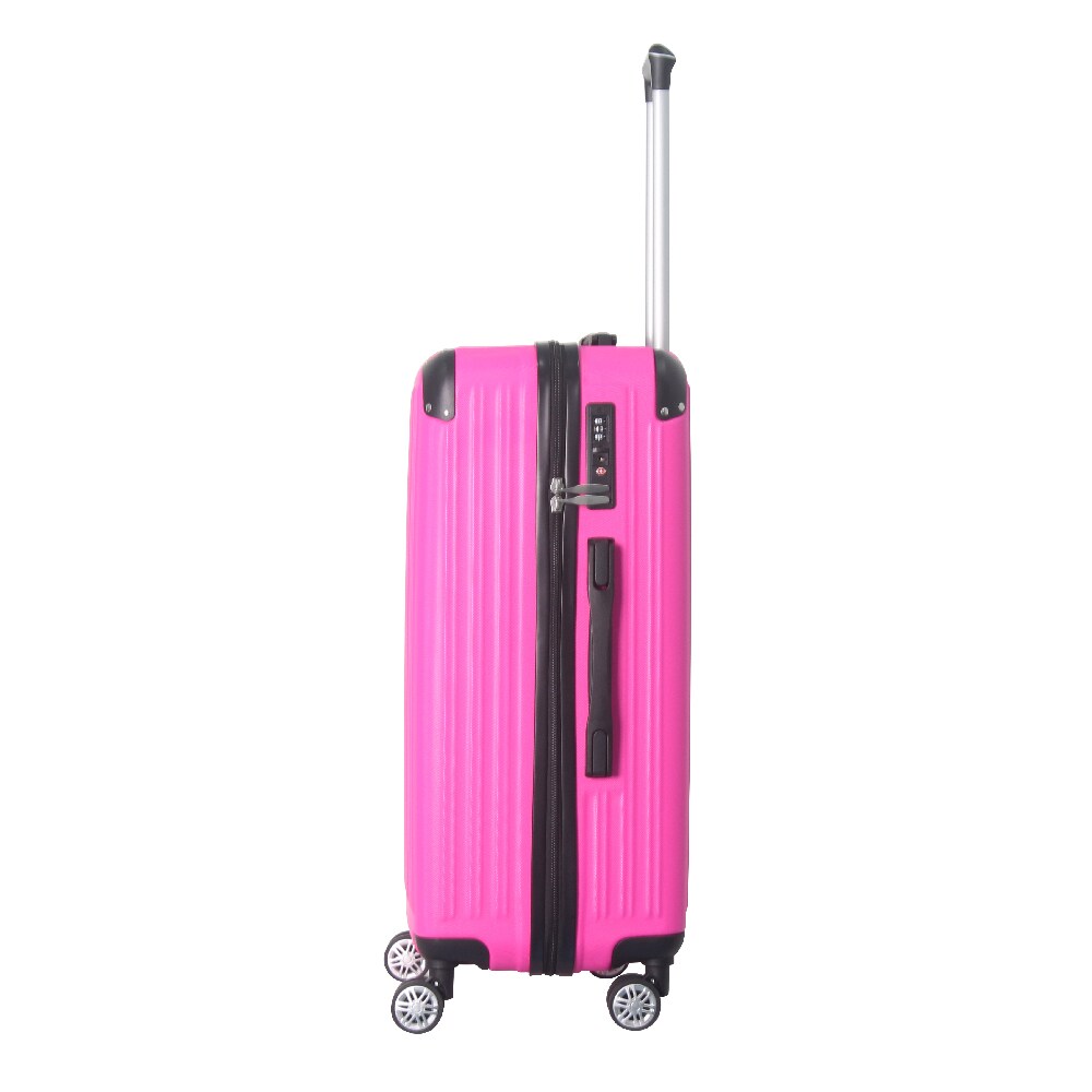 3-Piece Lightweight ABS Hardshell Luggage Set (20", 24", 26") In Honey Powder With Spinner Wheels, TSA Lock, And Adjustable Telescopic Handle - Durable Travel Suitcases_voghion.com